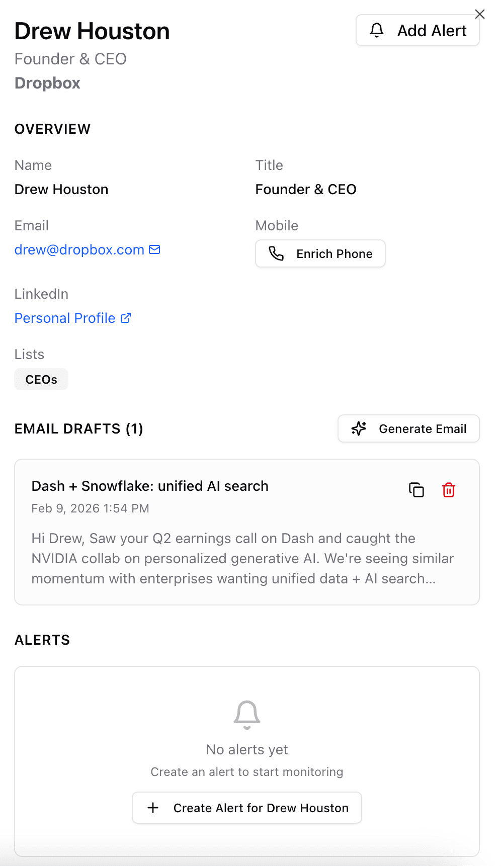 Contact enrichment profile